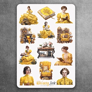 Victorian Bookworm Vinyl Sticker Sheet | Great for Planners, Journaling, Scrapbooking, Bullet Journals, Etc