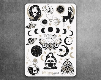 Celestial Woman Vinyl Sticker Sheet Great for Planners, Journaling, Scrapbooking, Bullet Journals, Etc