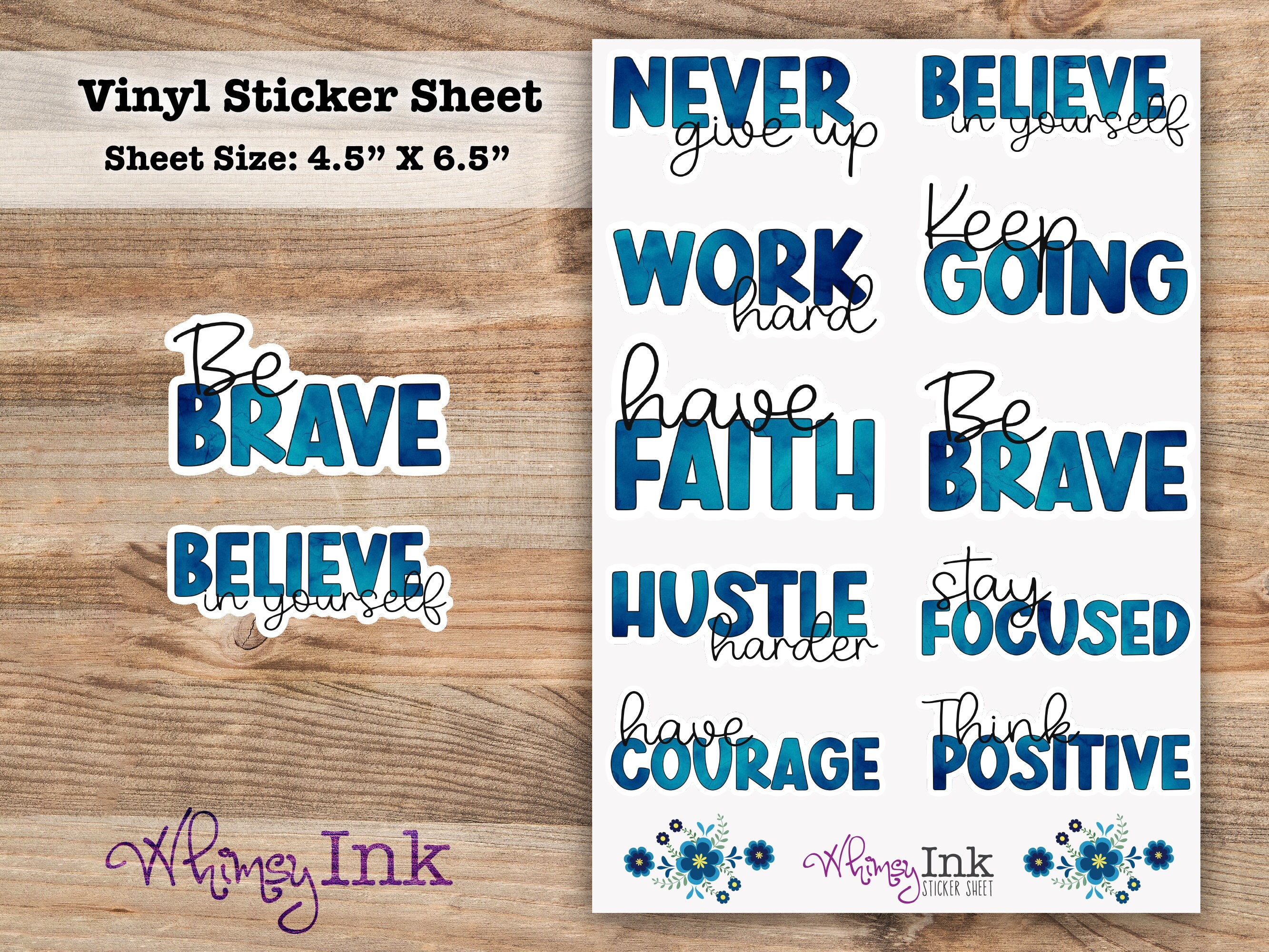 Blue Motivational Stickers Vinyl Sticker Sheet Great for Planners ...