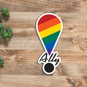 Ally Pride LGBTQ+ Waterproof Vinyl Decal Sticker | Car Decal, Window Decal, Laptop Decal