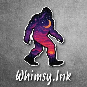 Adesivo Sasquatch Sunset – Adesivo de vinil vibrante com Pé Grande e paisagem de montanha e céu celestial – Decoração de carro e laptop Cryptid