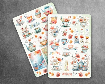 Botanical Tea Vinyl Sticker Sheet Great for Planners, Journaling, Scrapbooking, Bullet Journals, Etc