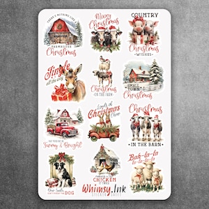 Christmas Farm Quotes Vinyl Sticker Sheet Great for Planners, Journaling, Scrapbooking, Bullet Journals, Etc