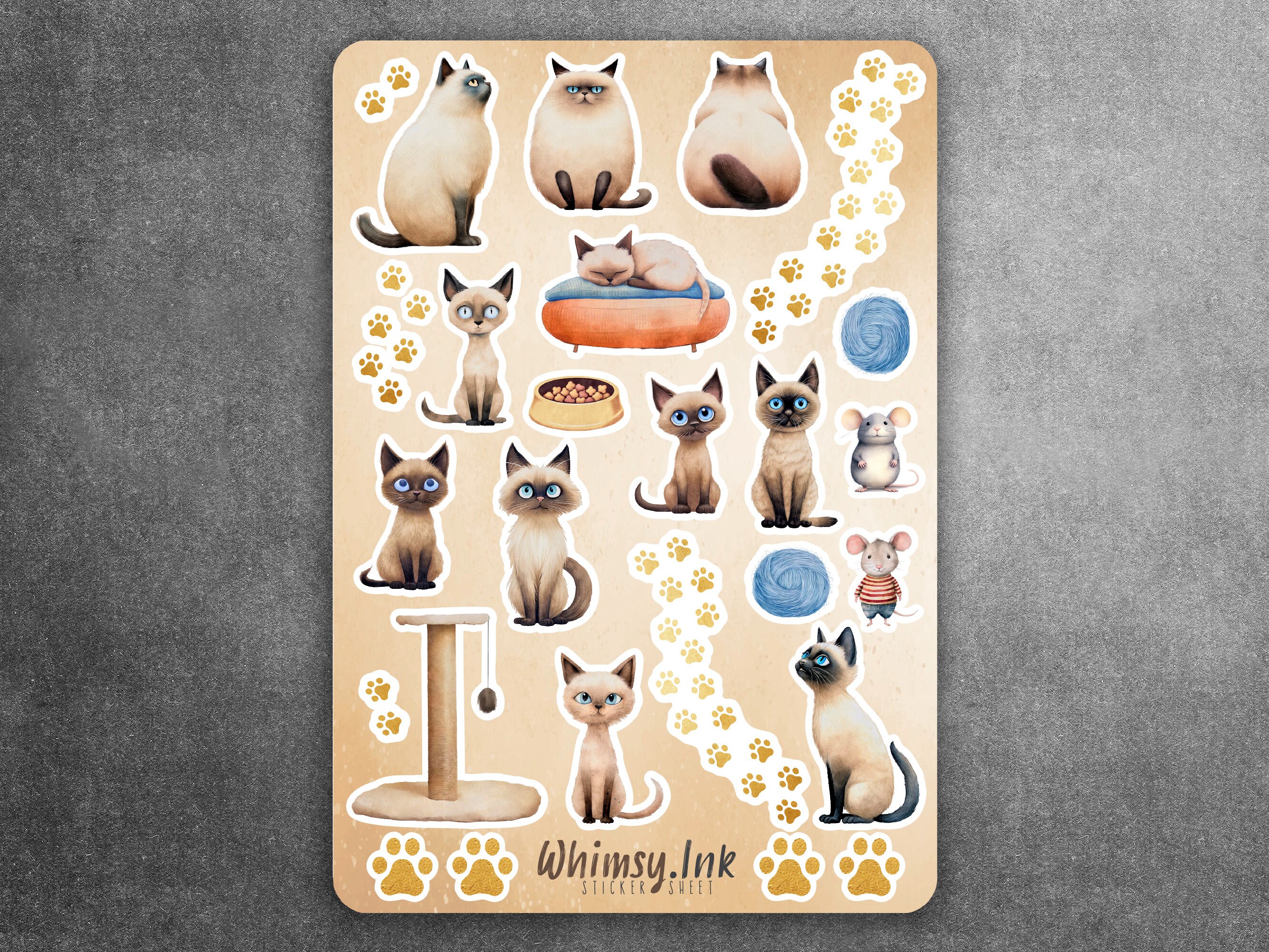 Siamese Sticker Siamese Cats Vinyl Sticker Sheet Great for Planners, Journaling ...