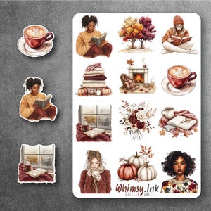 Feuille d'autocollants en vinyle automne Bourgogne | Idéal pour les agendas, la tenue d'un journal, le scrapbooking, les Bullet Journals, etc.