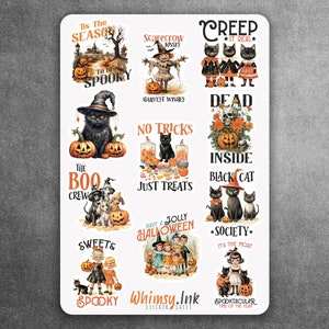 Vintage Halloween Vinyl Sticker Sheet Great for Planners, Journaling, Scrapbooking, Bullet Journals, Etc