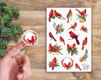 Hoja de calcomanías de vinilo de los Cardenales, ideal para planificadores, diarios, álbumes de recortes, bullet journals, etc.