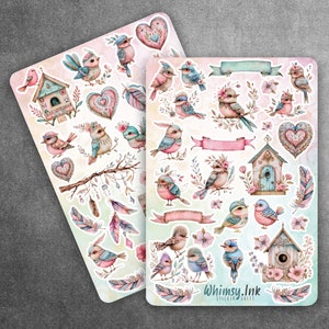 Boho Birds Vinyl Sticker Sheet Great for Planners, Journaling, Scrapbooking, Bullet Journals, Etc