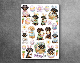 Hoppy Doxies Easter | Dachshund Bunny Easter Planner Sticker Sheet | Spring Pastel Dog Stickers