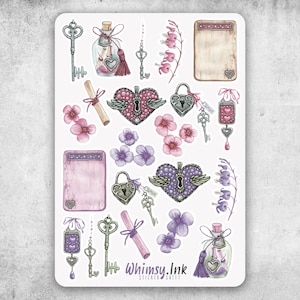 Locks and Keys Vinyl Sticker Sheet Great for Planners, Journaling, Scrapbooking, Bullet Journals, Etc