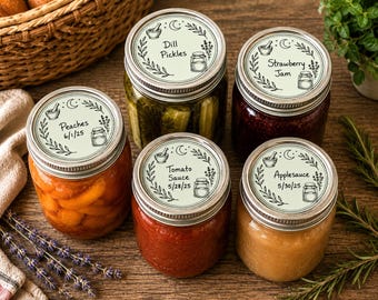 Waterproof Canning Lid Labels | Vintage Apothecary Pantry Organization Stickers