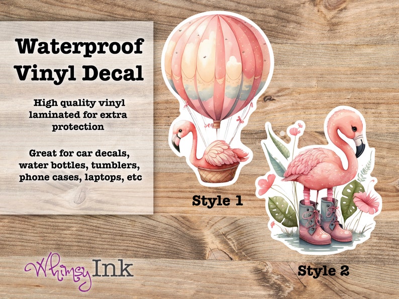 Pink Flamingo Waterproof Vinyl Decal Sticker | Car Decal, Window Decal ...