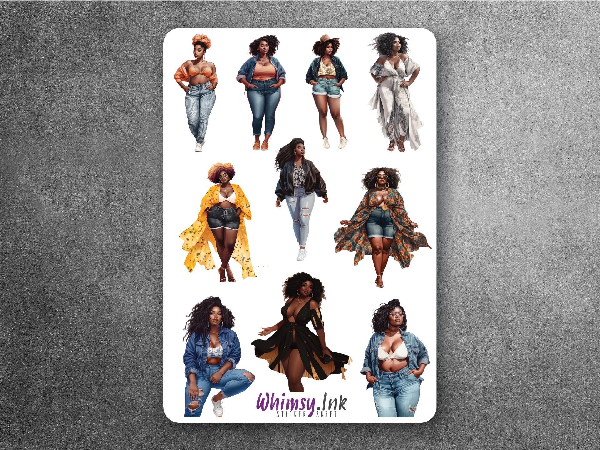 Curvy Queens, Black Girl Planner Stickers  - Vinyl Sticker Sheet Great for Planners, Journaling, Scrapbooking, Bullet Journals, Etc