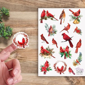 Cardinals Vinyl Sticker Bogen Ideal für Planer, Journaling, Scrapbooking, Bullet Journals, Etc