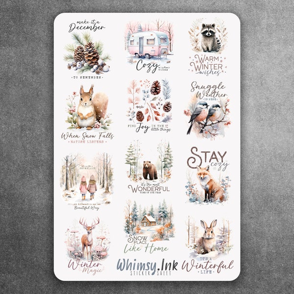 Winter Woodland Quotes Vinyl Sticker Sheet Great for Planners, Journaling, Scrapbooking, Bullet Journals, Etc