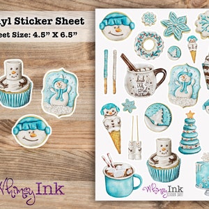 Teal Christmas Treats Vinyl Sticker Bogen ideal für Planer, Journaling, Scrapbooking, Bullet Journals, etc