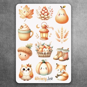 Herbst-Elemente Vinyl-Aufkleber Bogen Ideal für Planer, Journaling, Scrapbooking, Bullet Journals usw