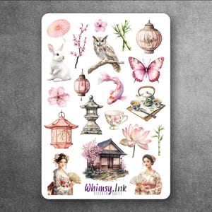 Japanese Spring Vinyl Sticker Sheet Great for Planners, Journaling, Scrapbooking, Bullet Journals, Etc