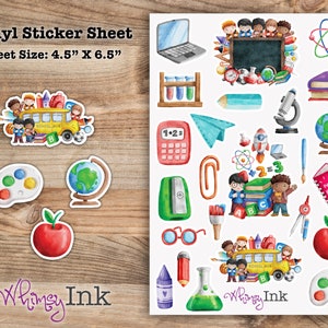 Back to School Vinyl Sticker Sheet Great for Planners, Journaling, Scrapbooking, Bullet Journals, Etc