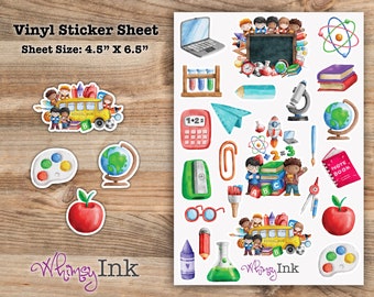 Terug naar school vinyl stickervel ideaal voor planners, journaling, scrapbooking, bullet journals, enz