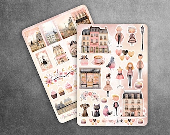 Life In Paris Vinyl Sticker Sheet Great for Planners, Journaling, Scrapbooking, Bullet Journals, Etc