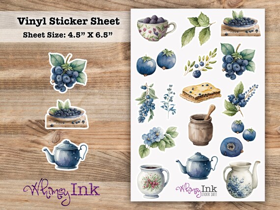 Blueberry Sticker Sheet Great for Planners, Journaling, Scrapbooking, Bullet Journals, Etc