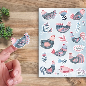 Boho Chickens Vinyl Sticker Sheet Great for Planners, Journaling, Scrapbooking, Bullet Journals, Etc