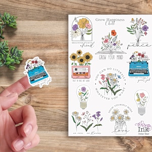Vintage Floral Vinyl Sticker Sheet Great for Planners, Journaling, Scrapbooking, Bullet Journals, Etc