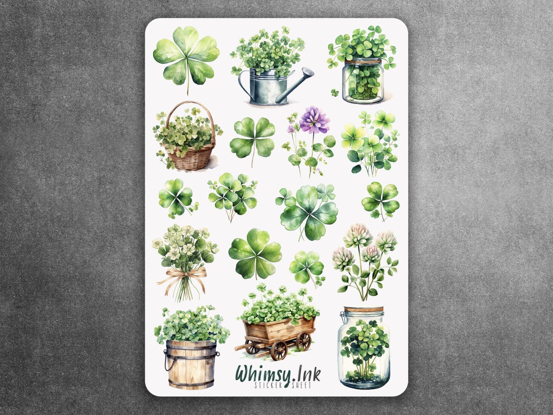 St Patrick's Day Clovers Vinyl Sticker Sheet Great for Planners ...