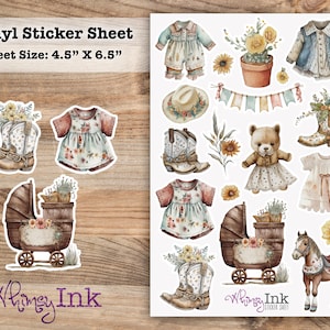 Feuille d'autocollants en vinyle La plus petite cow-girl idéale pour les agendas, la tenue d'un journal, le scrapbooking, les Bullet Journals, etc.