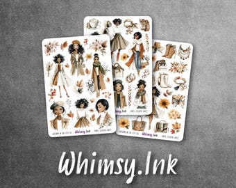 Autumn in the City Sticker Set | 3 Sheet Fall Planner Stickers | Autumn Fashion Stickers | Cozy Fall Stickers | Waterproof Vinyl Stickers