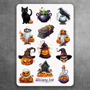 Halloween Pumpkin Collection Vinyl Sticker sheet | Great for Planners, Journaling, Scrapbooking, Bullet Journals, Etc