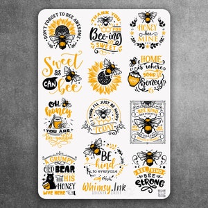Sweet As Can Bee Vinyl Sticker Sheet Great for Planners, Journaling, Scrapbooking, Bullet Journals, Etc