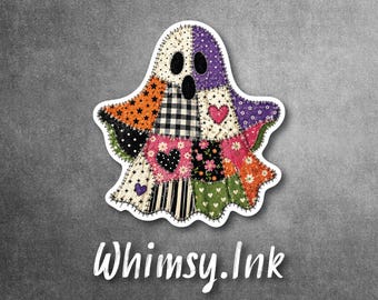 Ghost of Many Colors Decal | Patchwork Ghost Sticker | Colorful Halloween Sticker