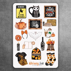 Hello Halloween Vinyl Sticker sheet | Great for Planners, Journaling, Scrapbooking, Bullet Journals, Etc