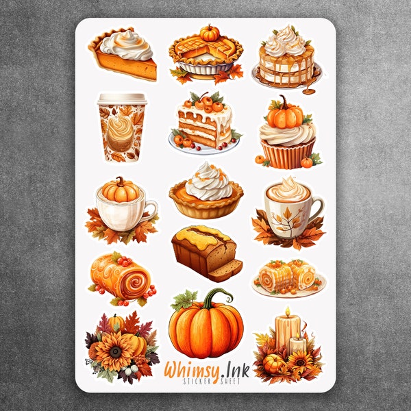 Pumpkin Spice Vinyl Sticker sheet | Great for Planners, Journaling, Scrapbooking, Bullet Journals, Etc