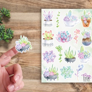 Succulents Vinyl Sticker Sheet Great for Planners, Journaling, Scrapbooking, Bullet Journals, Etc