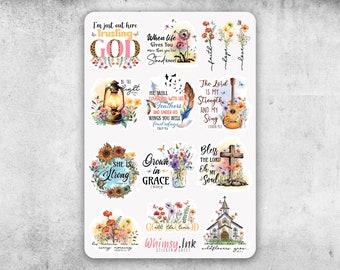 Faithful Expressions Vinyl Sticker Sheet Great for Planners, Journaling, Scrapbooking, Bullet Journals, Etc