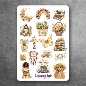 Boho Spring Vinyl Sticker Sheet Great for Planners, Journaling, Scrapbooking, Bullet Journals, Etc