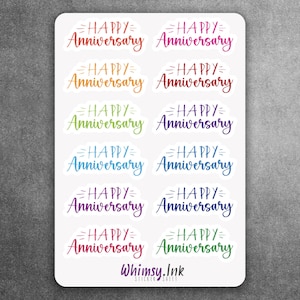 Naklejki z życzeniami na rocznicę, idealne do kartek okolicznościowych, planerów, dzienników, scrapbookingu, dzienników Bullet Journal itp.