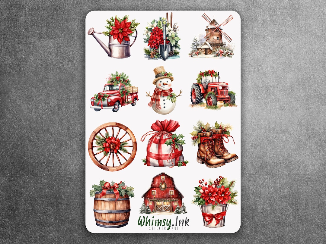 Country Christmas Vinyl Sticker Sheet Great for Planners, Journaling