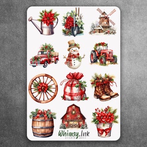 Country Christmas Vinyl Sticker sheet | Great for Planners, Journaling, Scrapbooking, Bullet Journals, Etc