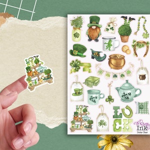 St Patrick&#39;s Day Vinyl Sticker Sheet Great for Planners, Journaling, Scrapbooking, Bullet Journals, Etc