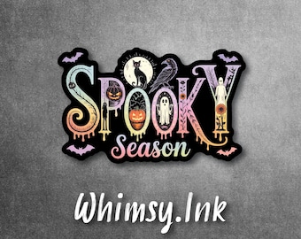 Spooky Season Halloween Sticker | Ghost Pumpkin Witchy Vinyl Decal (Waterproof)