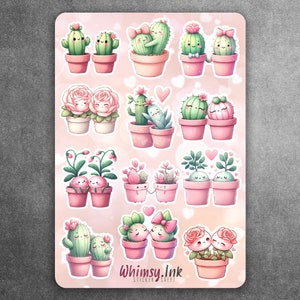 Valentine's Day Plants Vinyl Sticker Sheet Great for Planners, Journaling, Scrapbooking, Bullet Journals, Etc