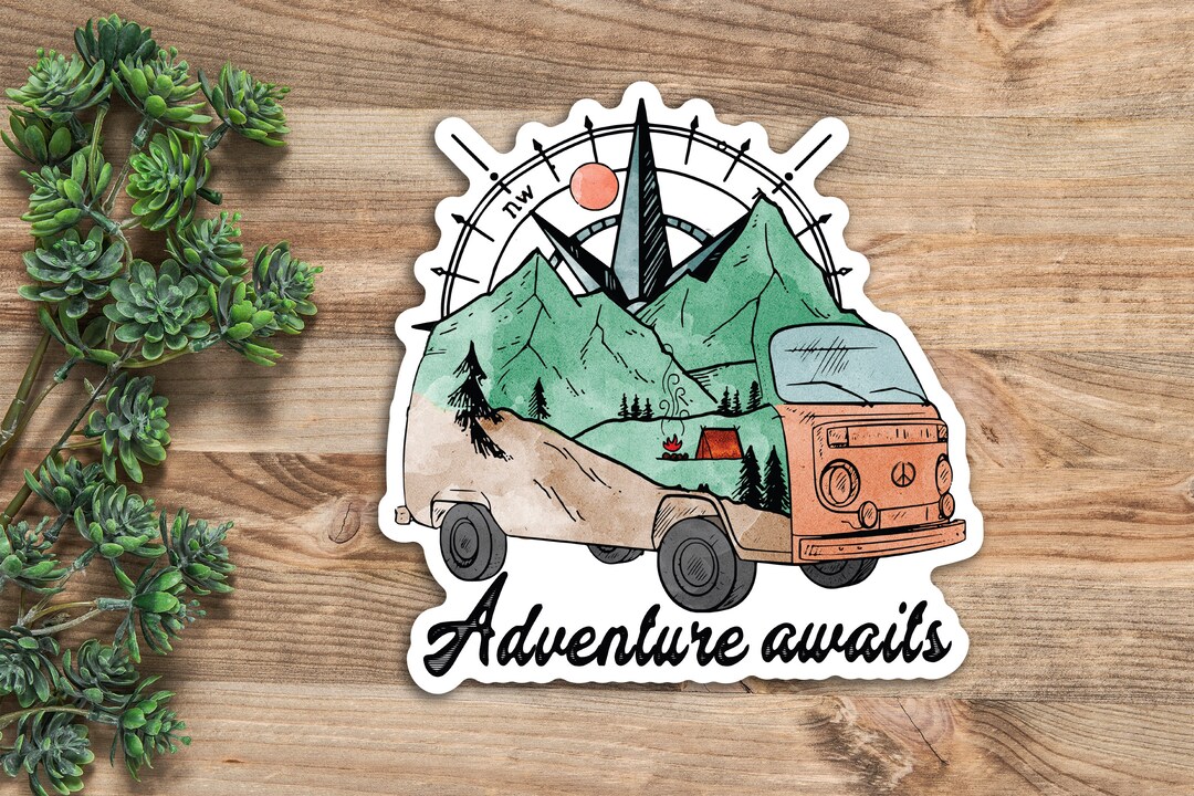 Adventure Awaits Camping Vinyl Decal Sticker | Car Decal, Window Decal ...