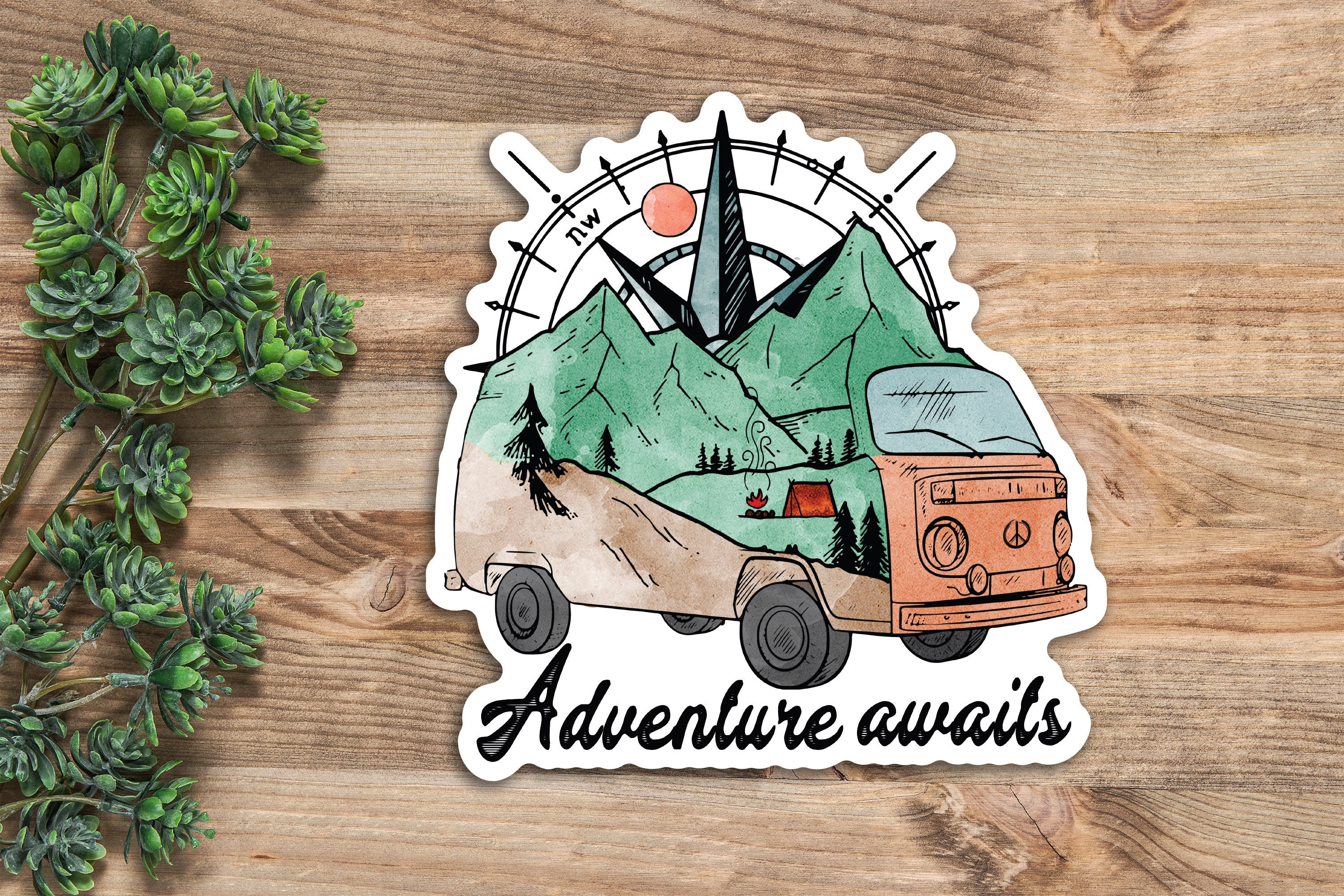 Adventure Awaits Camping Vinyl Decal Sticker | Car Decal, Window Decal ...