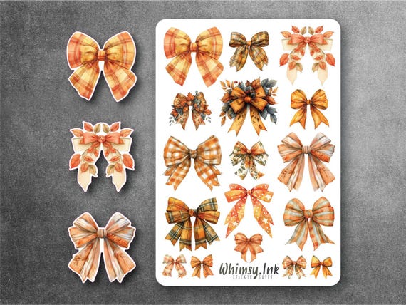 Autumn Bows Vinyl Sticker sheet | Great for Planners, Journaling, Scrapbooking, Bullet Journals, Etc