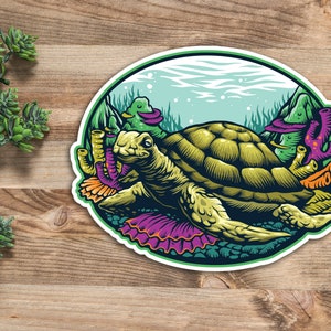 Sea Turtle Waterproof Vinyl Decal Sticker | Car Decal, Window Decal, Laptop Decal