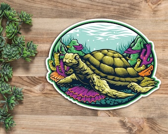 Zeeschildpad waterdichte vinyl sticker sticker | Autosticker, raamsticker, laptopsticker
